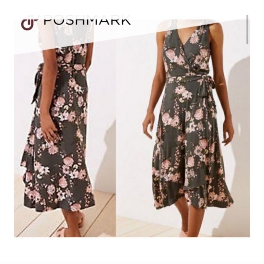 LOFT floral bouquet wrap dress